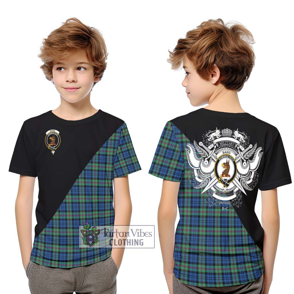 Baird Ancient Tartan Kid T-Shirt with Family Crest and Military Logo Style Youth XL Size14 - Tartanvibesclothing Shop