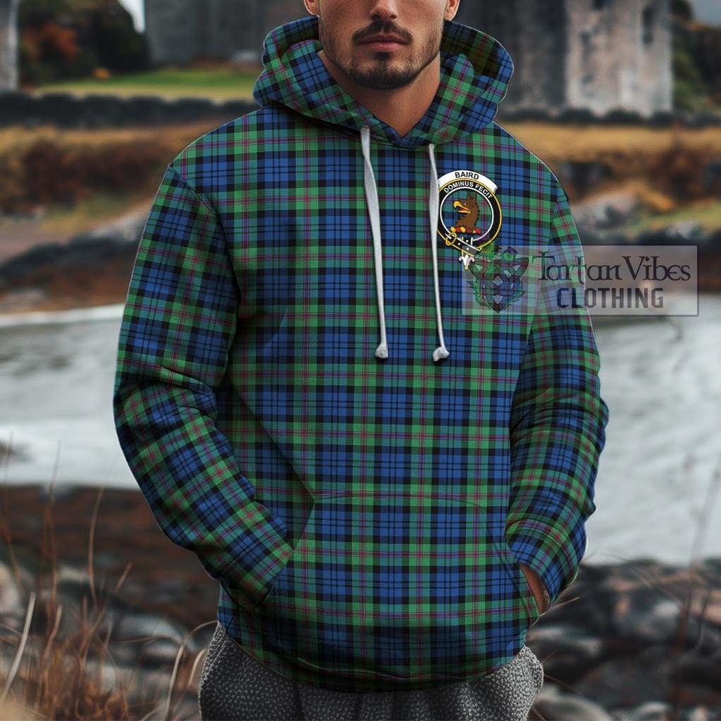 Baird Ancient Tartan Cotton Hoodie with Family Crest Pullover Hoodie XS - Tartan Vibes Clothing