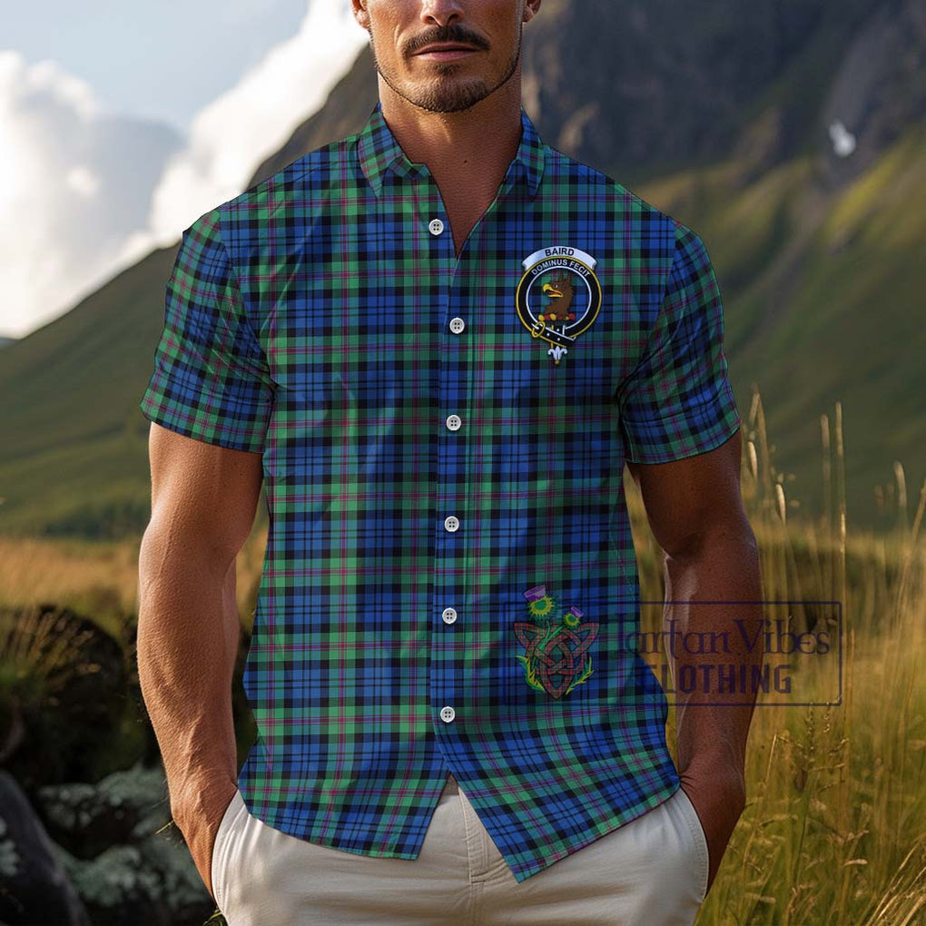 Baird Ancient Tartan Cotton Hawaiian Shirt with Family Crest Adult - Tartan Vibes Clothing