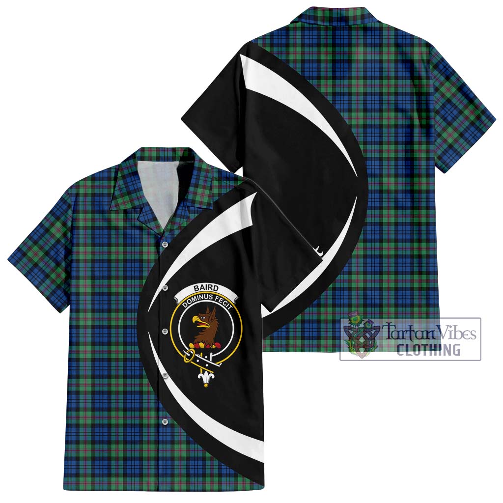 Baird Ancient Tartan Short Sleeve Button Up with Family Crest Circle Style Kid - Tartan Vibes Clothing