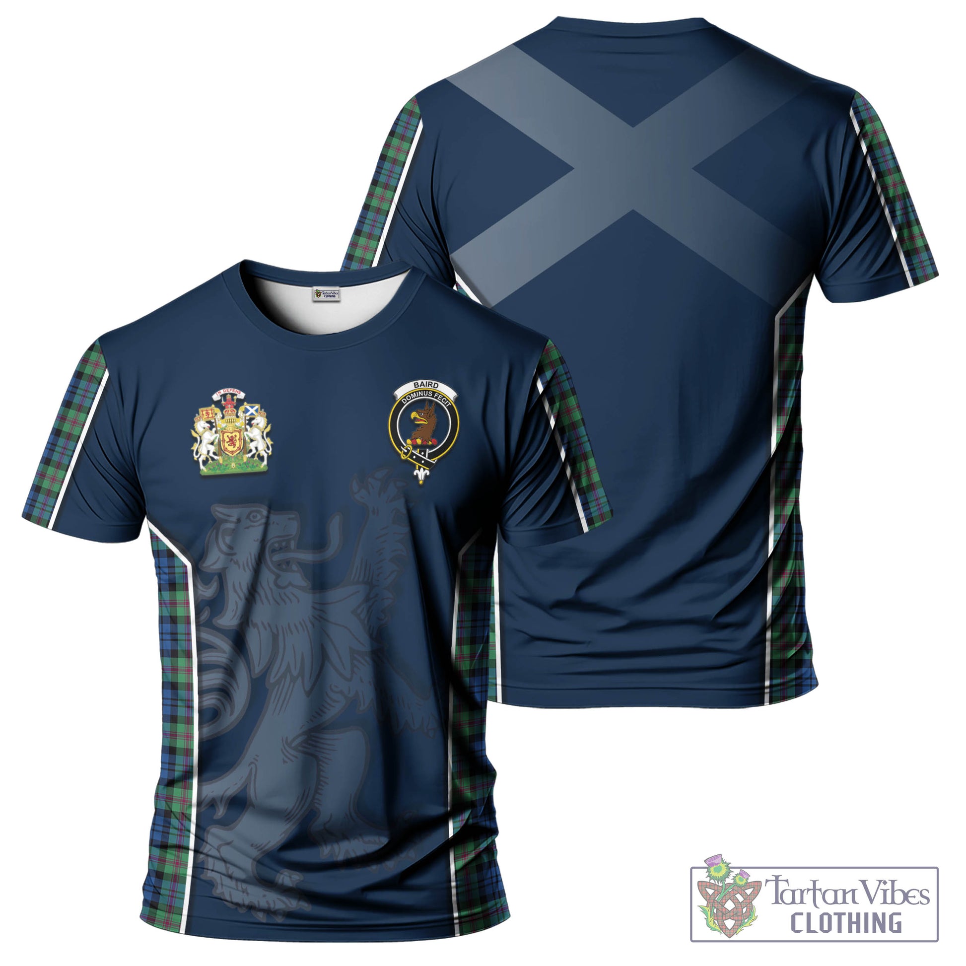 Tartan Vibes Clothing Baird Ancient Tartan T-Shirt with Family Crest and Lion Rampant Vibes Sport Style