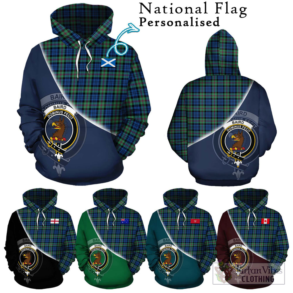 Baird Ancient Tartan Hoodie with Personalised National Flag and Family Crest Half Style Zip Hoodie - Tartanvibesclothing Shop