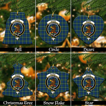 Baird Ancient Tartan Christmas Ceramic Ornaments with Family Crest