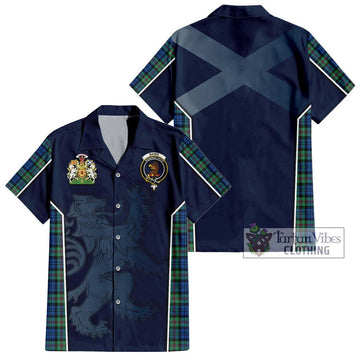 Baird Ancient Tartan Short Sleeve Button Shirt with Family Crest and Lion Rampant Vibes Sport Style