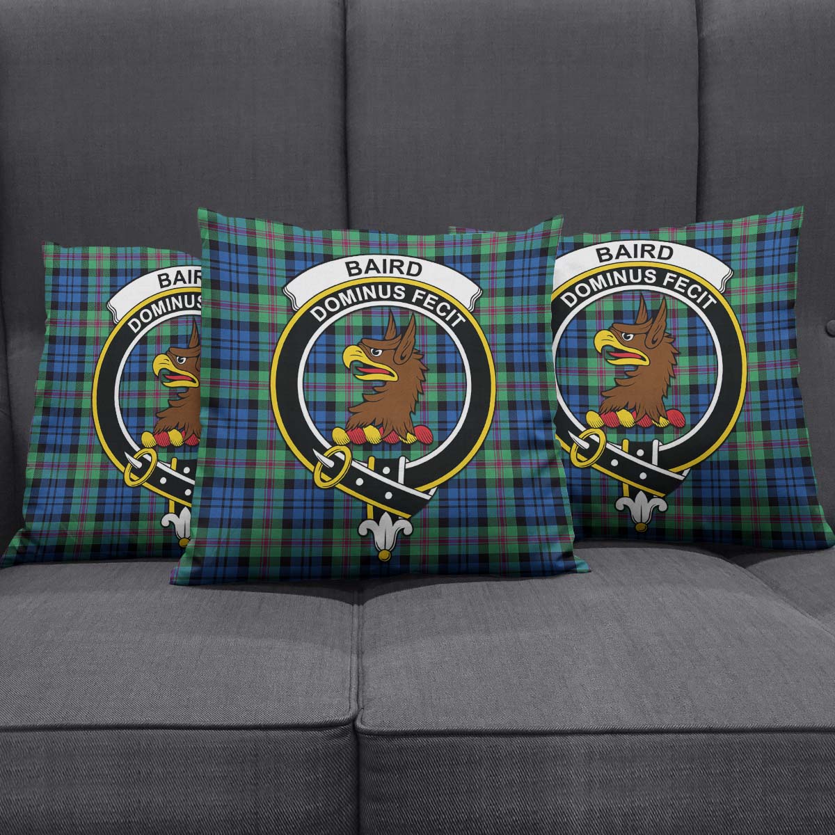 Baird Ancient Tartan Pillow Cover with Family Crest Square Pillow Cover - Tartanvibesclothing