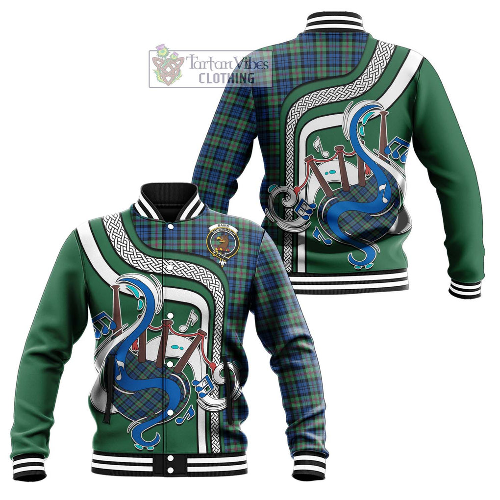 Tartan Vibes Clothing Baird Ancient Tartan Baseball Jacket with Epic Bagpipe Style