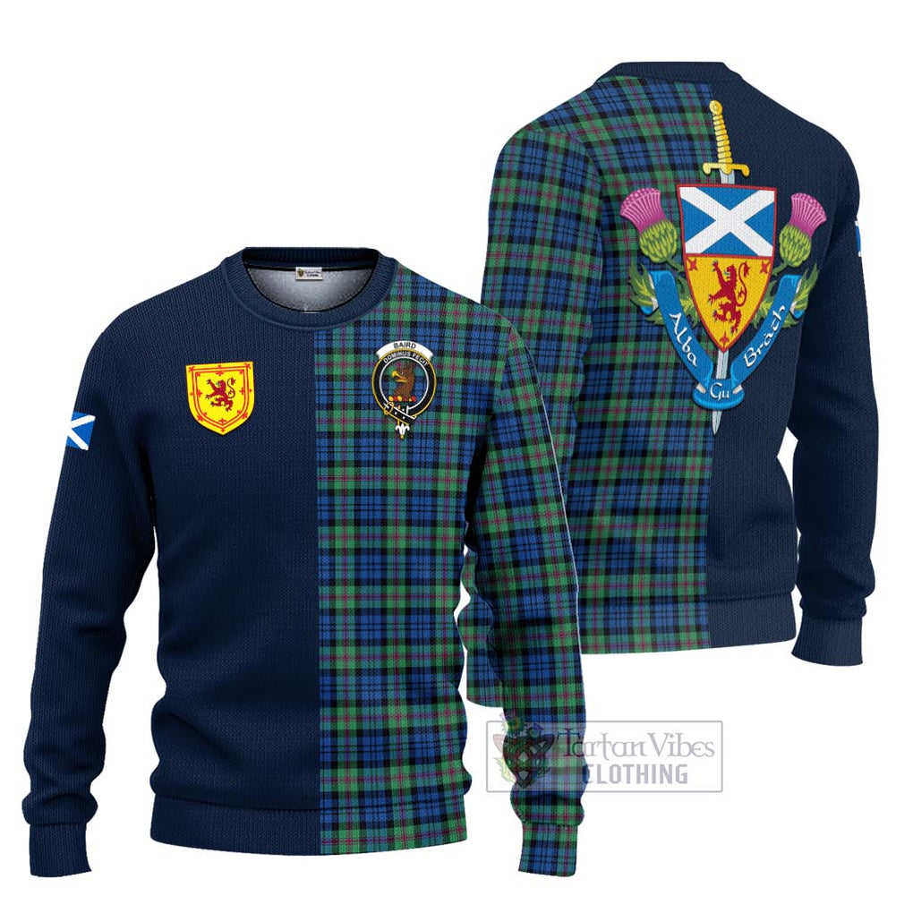 Tartan Vibes Clothing Baird Ancient Tartan Knitted Sweater with Scottish Lion Royal Arm Half Style