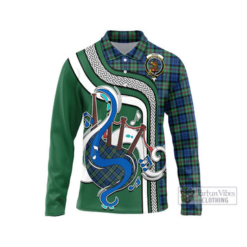 Baird Ancient Tartan Long Sleeve Polo Shirt with Epic Bagpipe Style