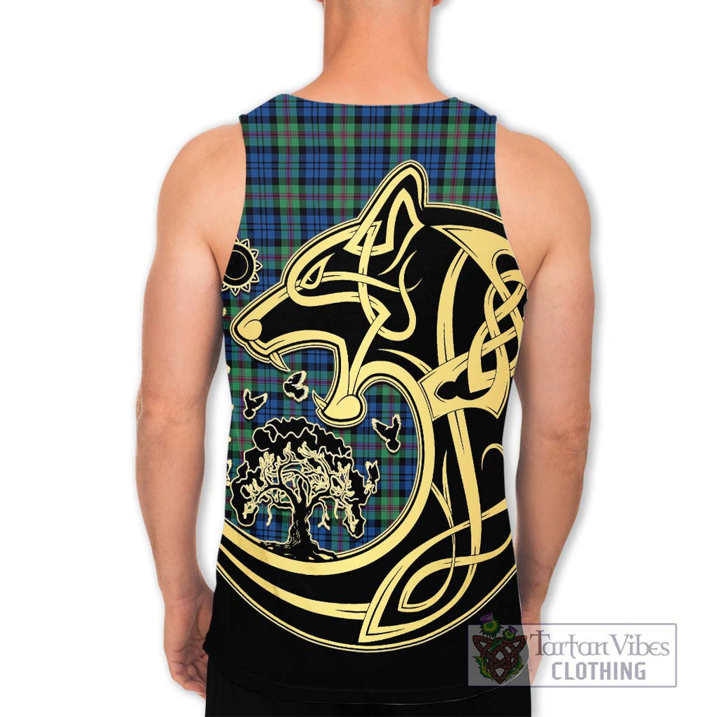 Baird Ancient Tartan Men's Tank Top with Family Crest Celtic Wolf Style - Tartan Vibes Clothing