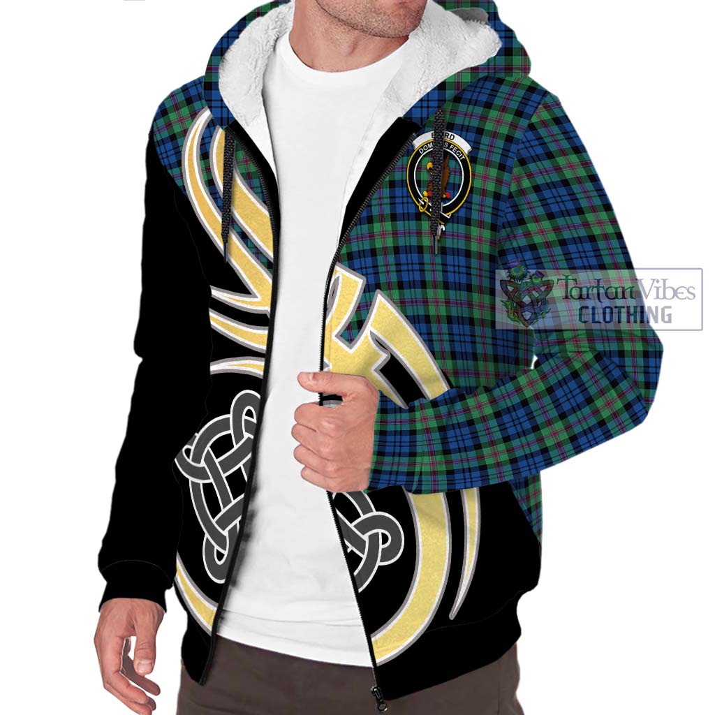 Baird Ancient Tartan Sherpa Hoodie with Family Crest and Celtic Symbol Style - Tartan Vibes Clothing