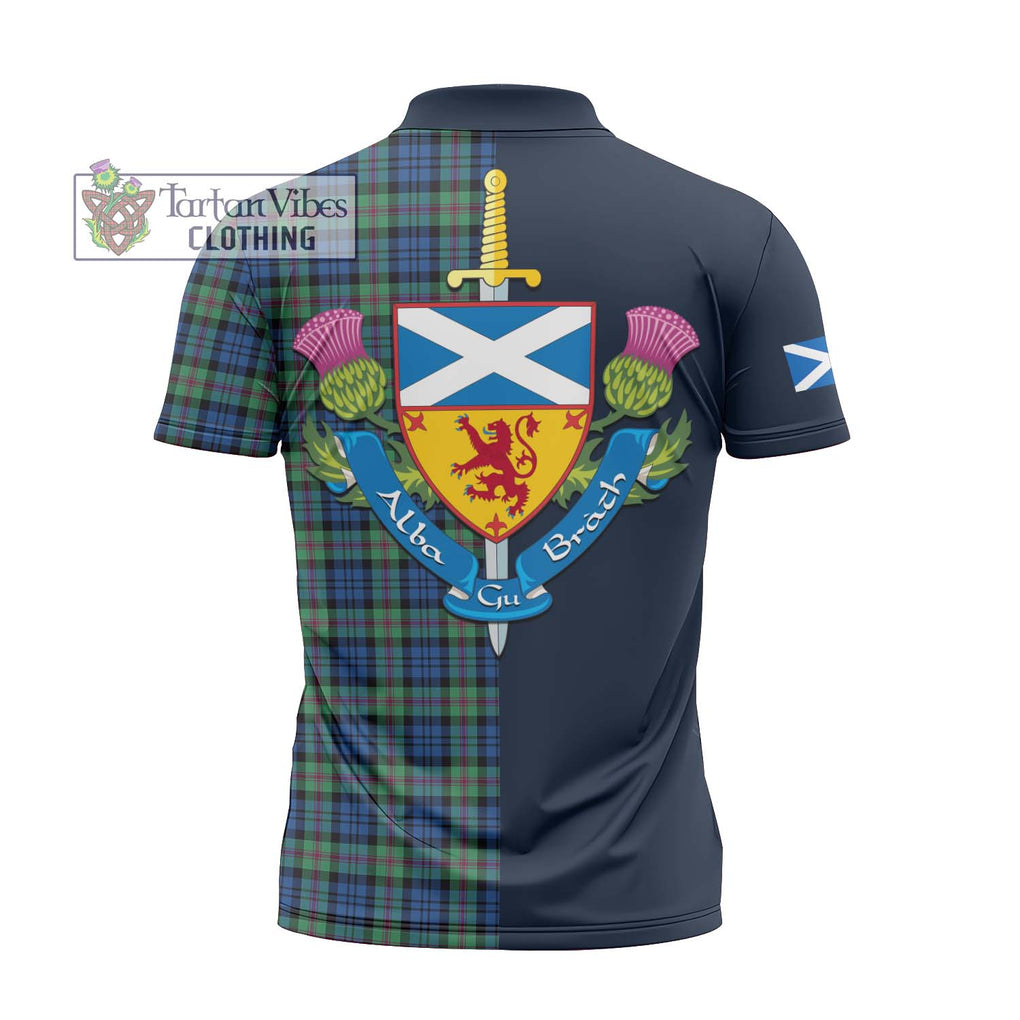 Tartan Vibes Clothing Baird Ancient Tartan Zipper Polo Shirt with Scottish Lion Royal Arm Half Style