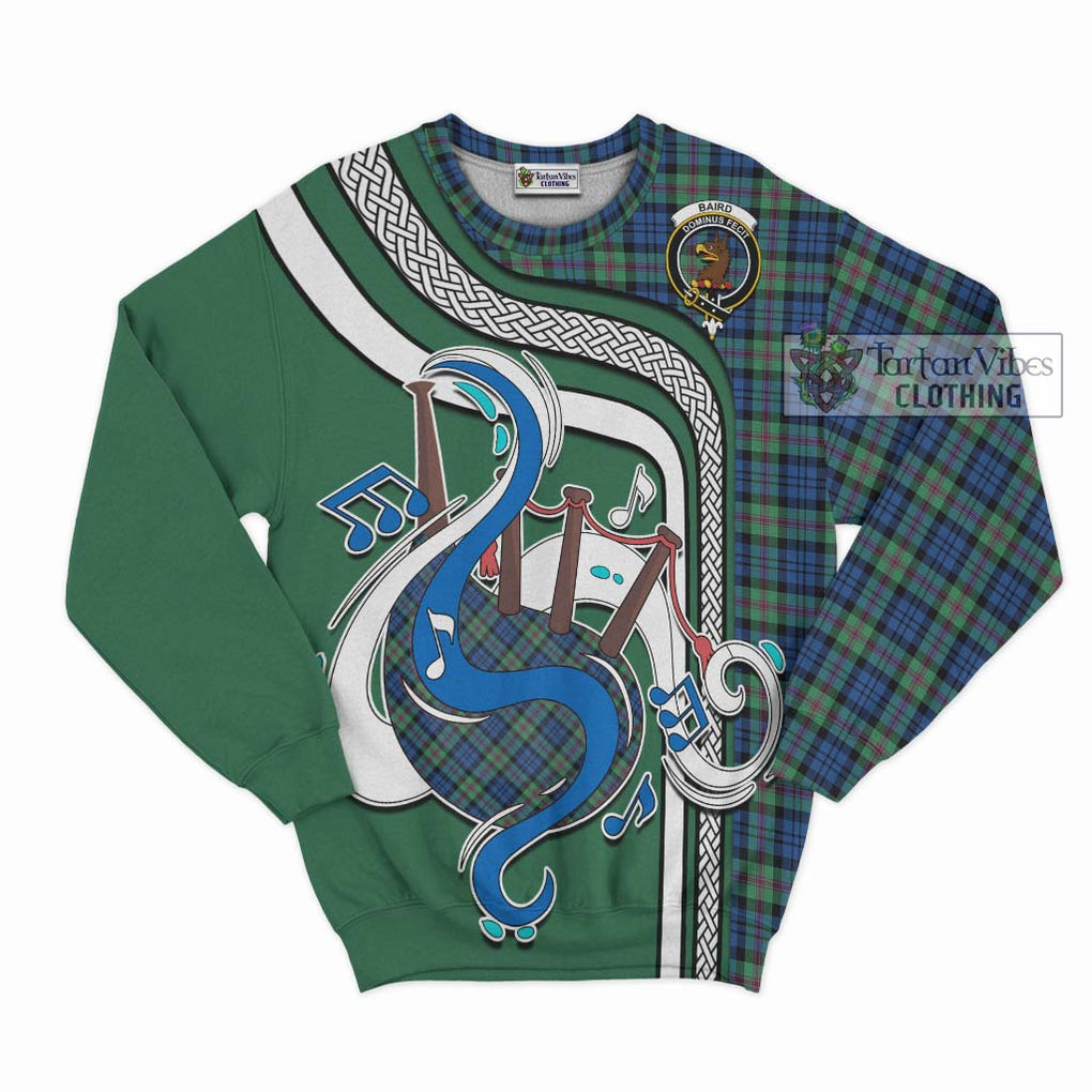 Baird Ancient Tartan Sweatshirt with Epic Bagpipe Style - Tartanvibesclothing Shop