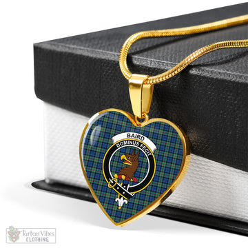 Baird Ancient Tartan Heart Necklace with Family Crest