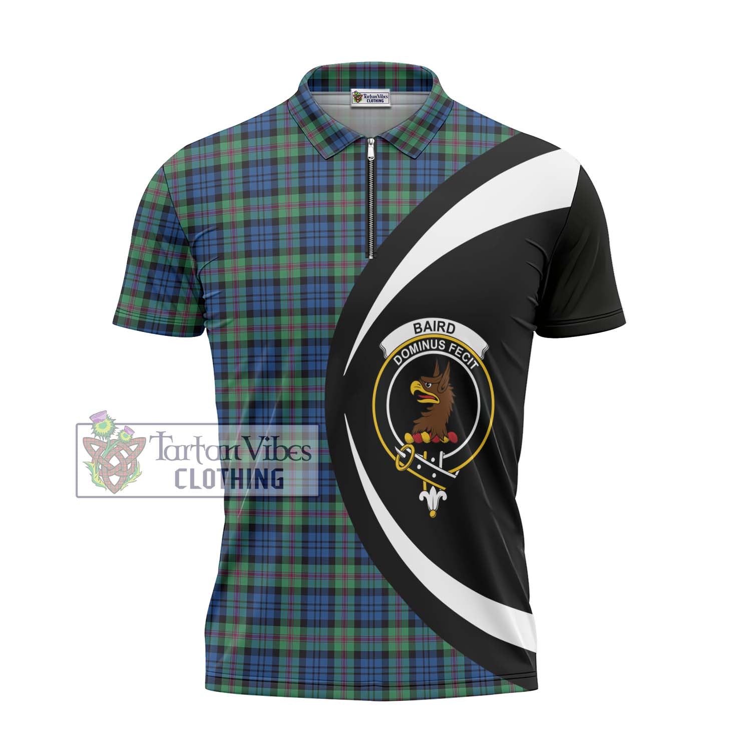 Tartan Vibes Clothing Baird Ancient Tartan Zipper Polo Shirt with Family Crest Circle Style