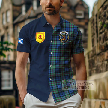 Baird Ancient Tartan Short Sleeve Button Shirt Alba with Scottish Lion Royal Arm Half Style