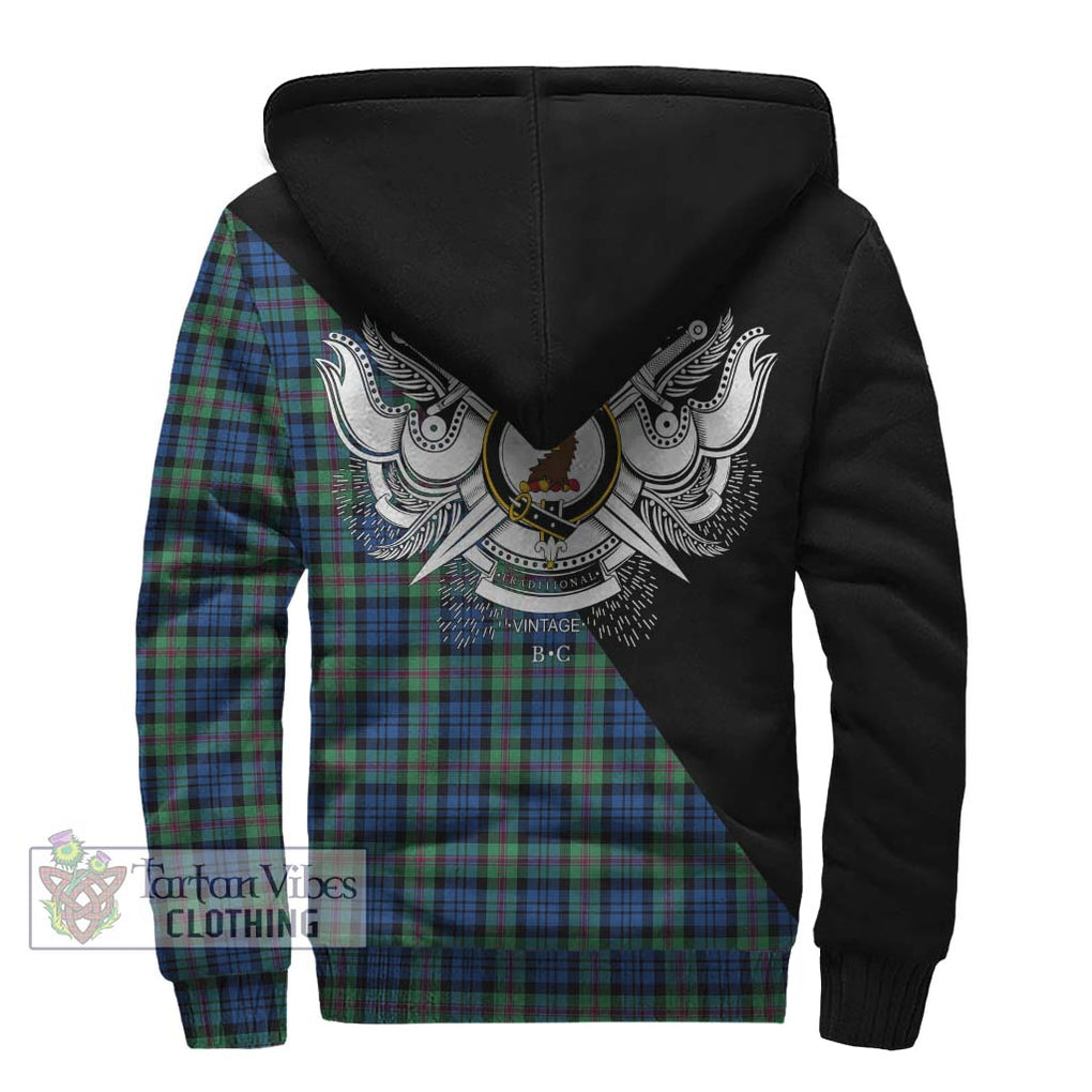 Baird Ancient Tartan Sherpa Hoodie with Family Crest and Military Logo Style - Tartanvibesclothing Shop