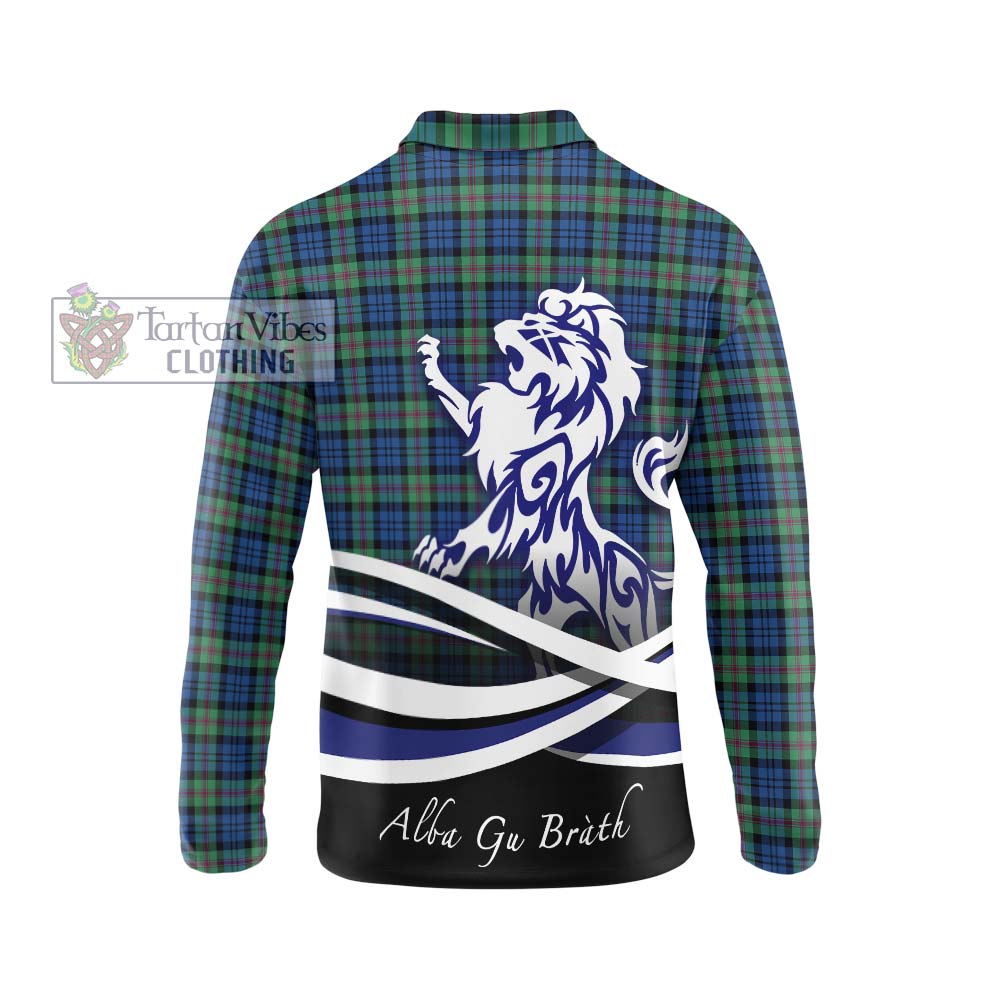 Baird Ancient Tartan Long Sleeve Polo Shirt with Alba Gu Brath Regal Lion Emblem - Tartanvibesclothing Shop