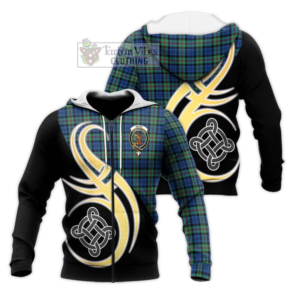 Baird Ancient Tartan Knitted Hoodie with Family Crest and Celtic Symbol Style Unisex Knitted Zip Hoodie - Tartan Vibes Clothing