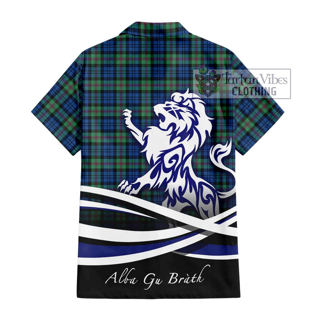 Baird Ancient Tartan Short Sleeve Button Shirt with Alba Gu Brath Regal Lion Emblem - Tartanvibesclothing Shop