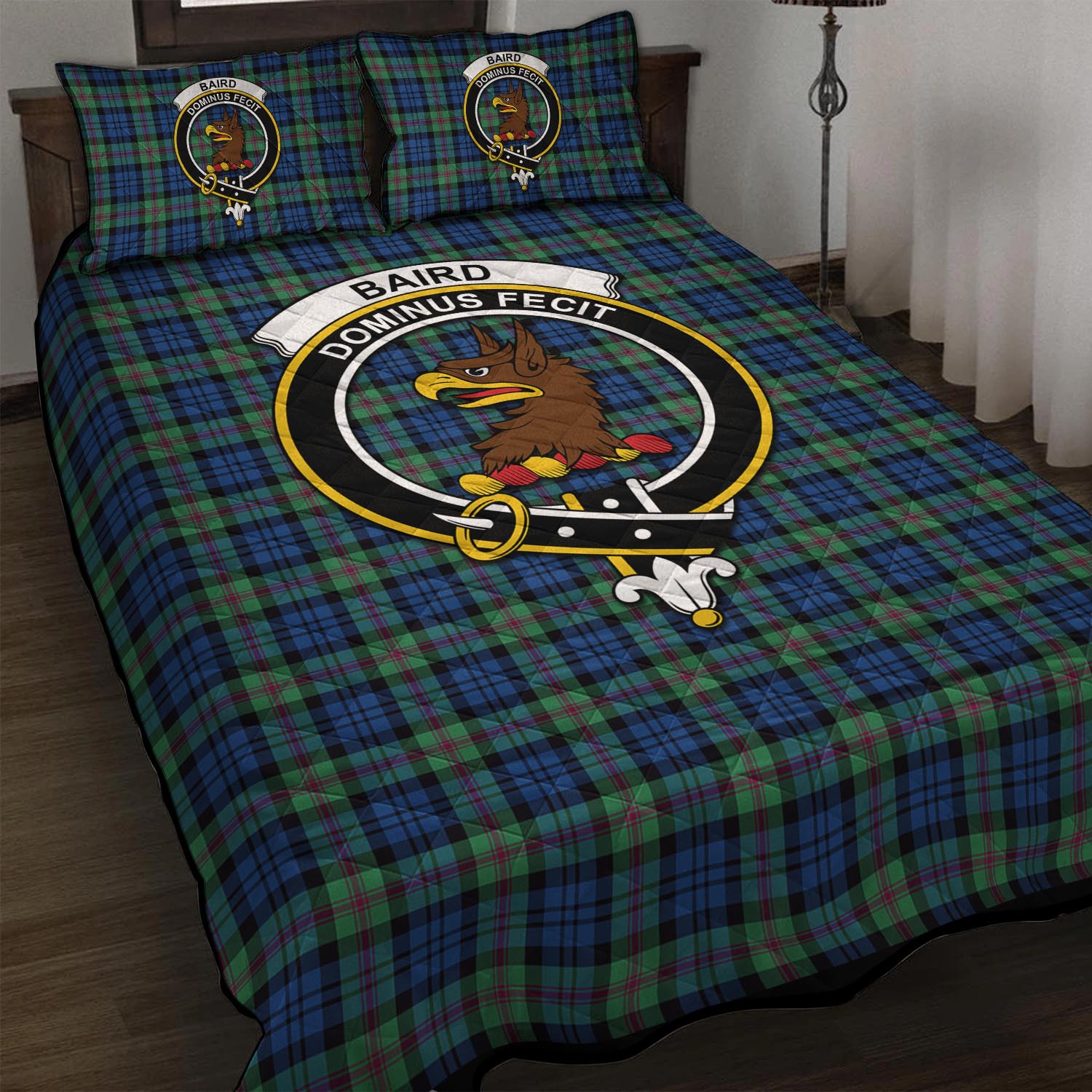 Baird Ancient Tartan Quilt Bed Set with Family Crest - Tartan Vibes Clothing