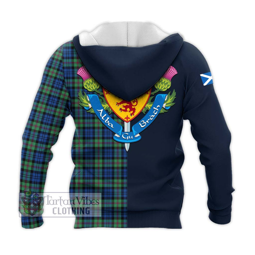 Tartan Vibes Clothing Baird Ancient Tartan Knitted Hoodie with Scottish Lion Royal Arm Half Style