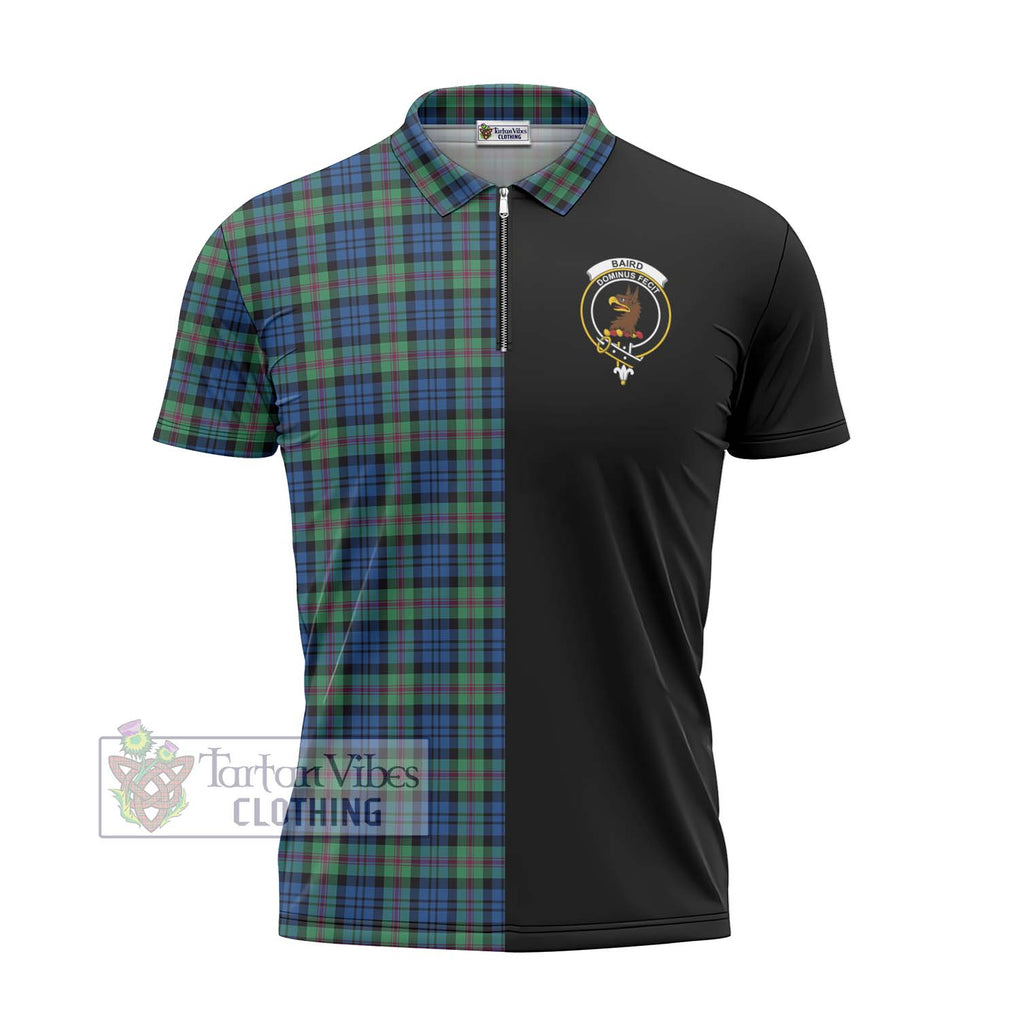 Baird Ancient Tartan Zipper Polo Shirt with Family Crest and Half Of Me Style - Tartanvibesclothing Shop