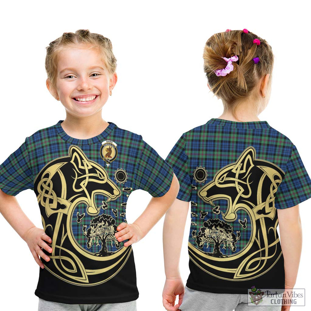 Baird Ancient Tartan Kid T-Shirt with Family Crest Celtic Wolf Style - Tartan Vibes Clothing