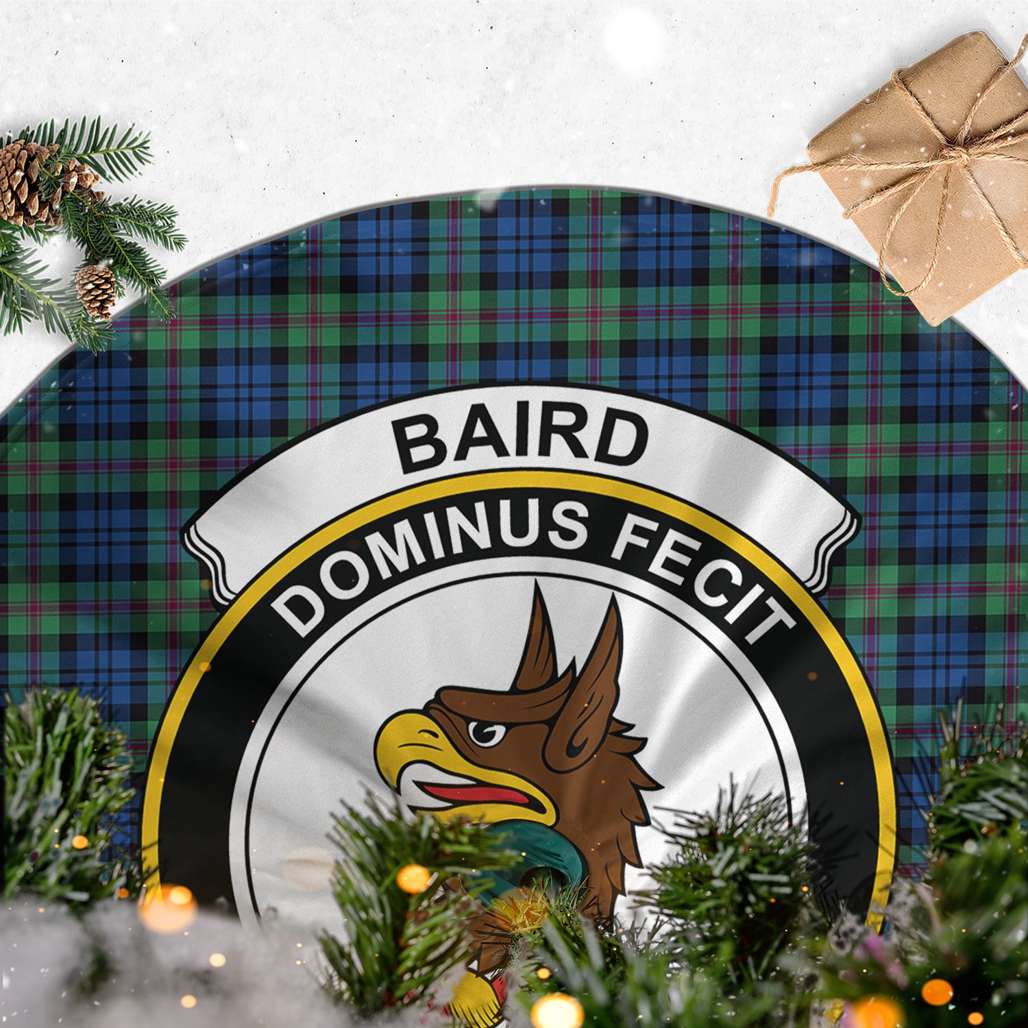 Baird Ancient Tartan Christmas Tree Skirt with Family Crest - Tartanvibesclothing