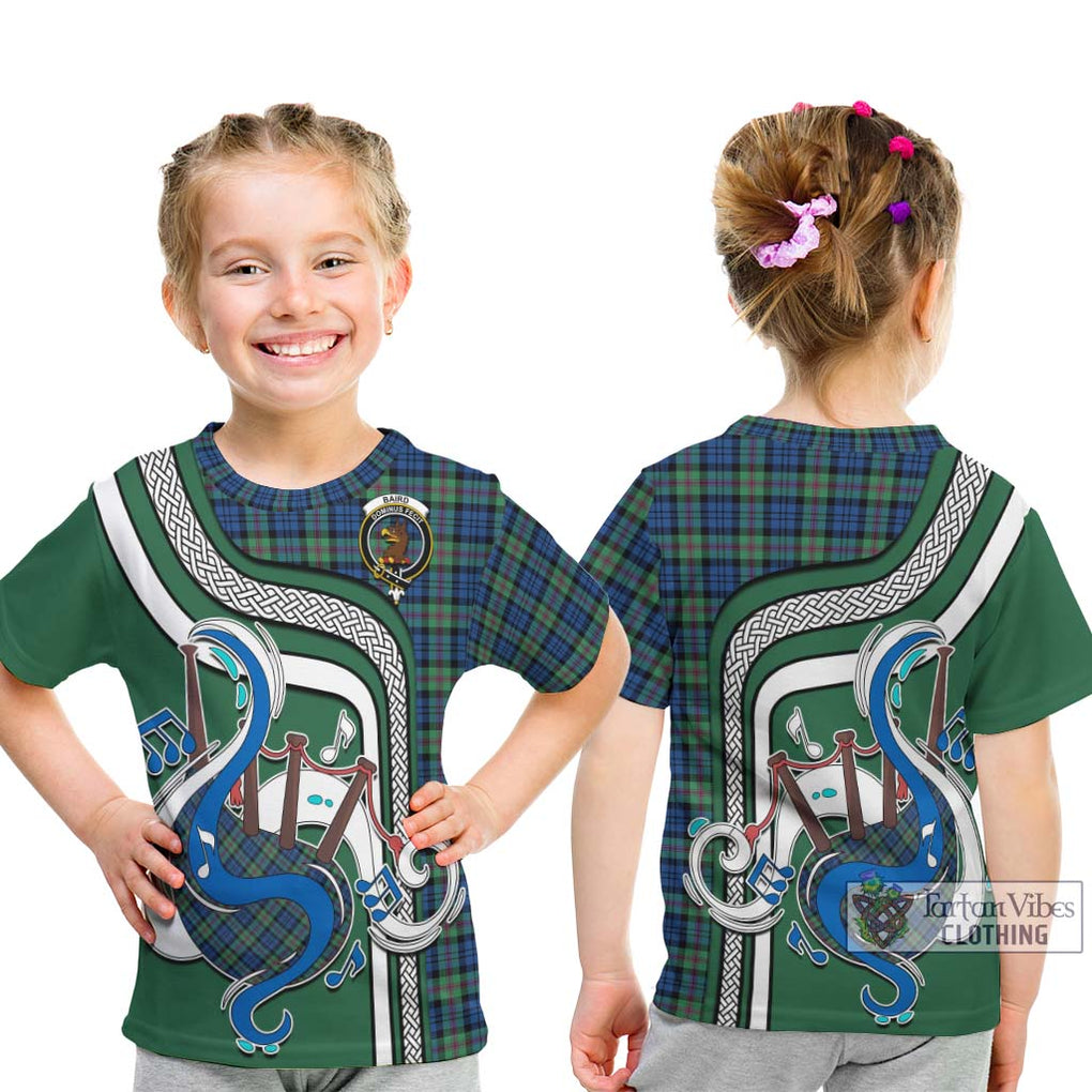 Tartan Vibes Clothing Baird Ancient Tartan Kid T-Shirt with Epic Bagpipe Style