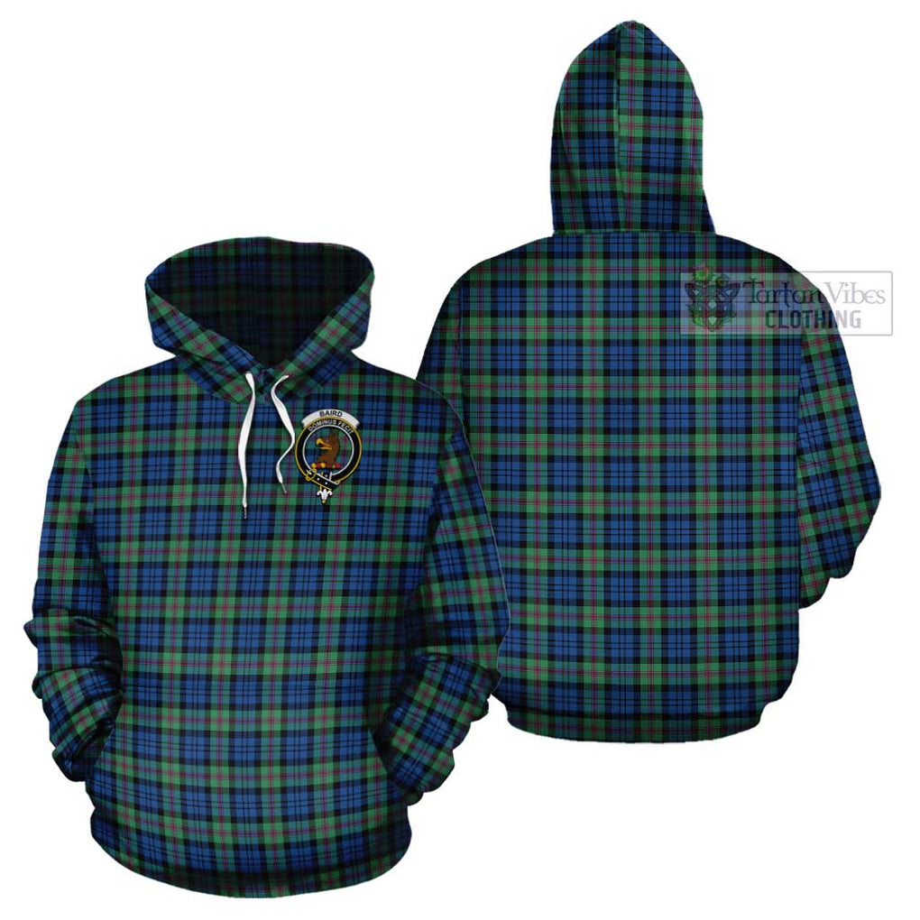 Baird Ancient Tartan Cotton Hoodie with Family Crest Pullover Hoodie - Tartan Vibes Clothing