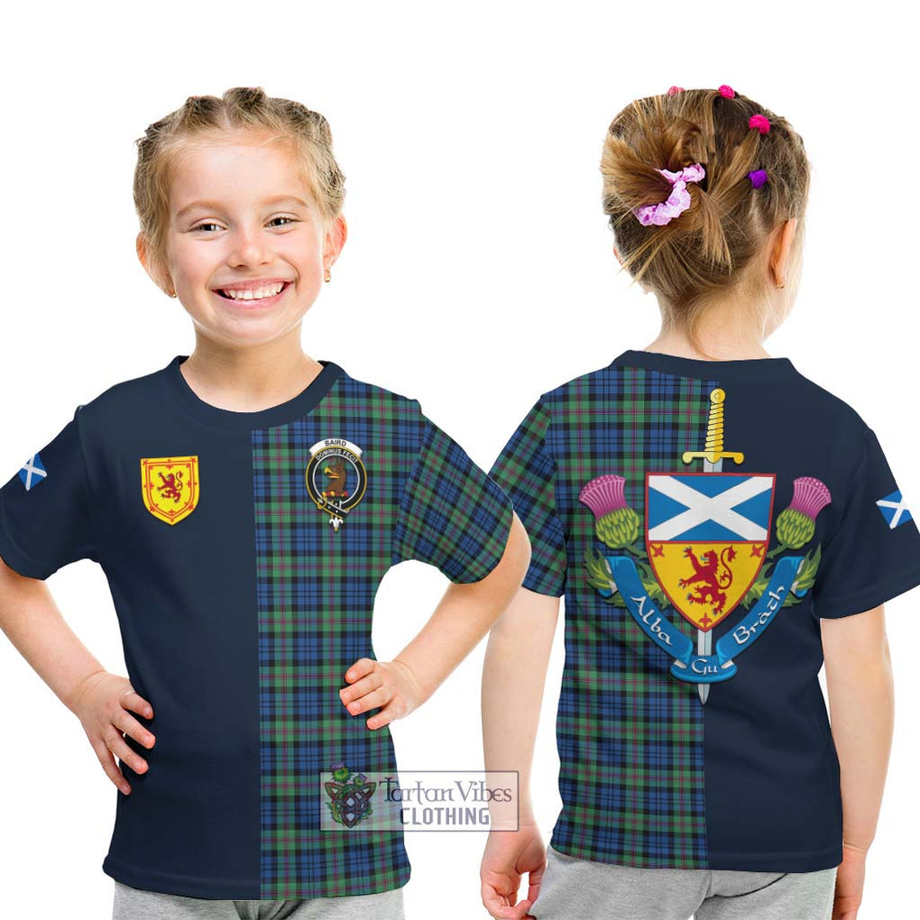 Tartan Vibes Clothing Baird Ancient Tartan Kid T-Shirt with Scottish Lion Royal Arm Half Style