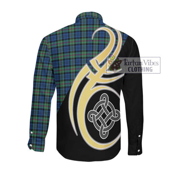 Baird Ancient Tartan Long Sleeve Button Shirt with Family Crest and Celtic Symbol Style