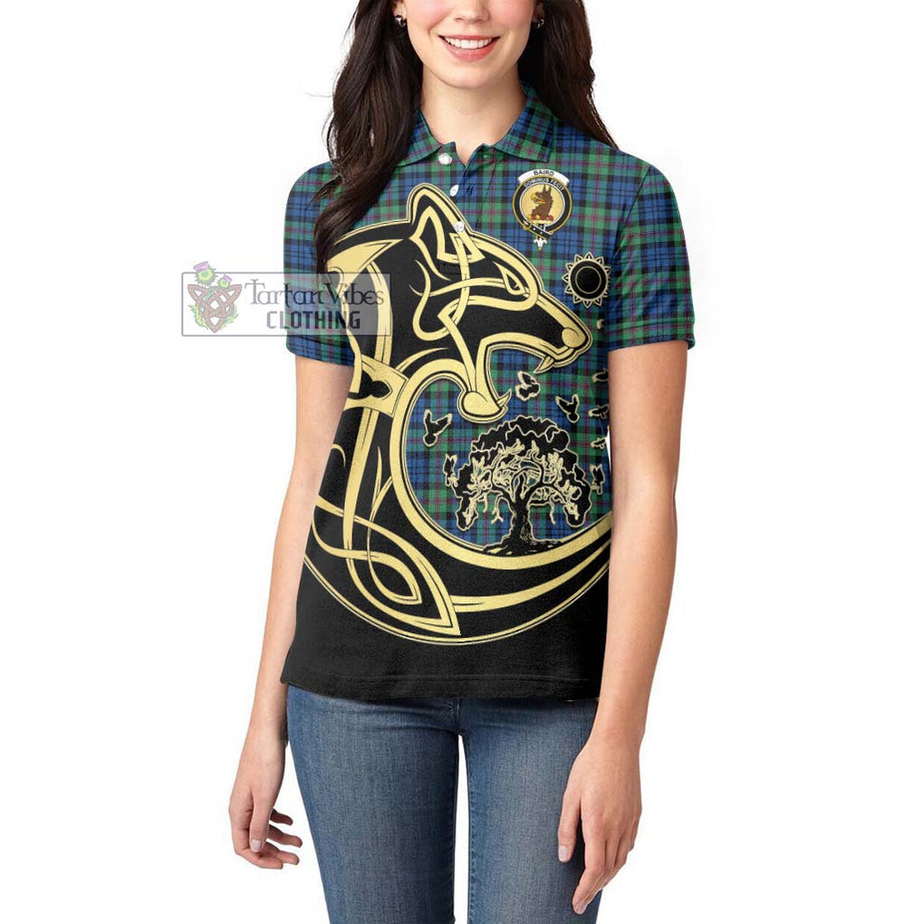 Baird Ancient Tartan Women's Polo Shirt with Family Crest Celtic Wolf Style - Tartanvibesclothing Shop