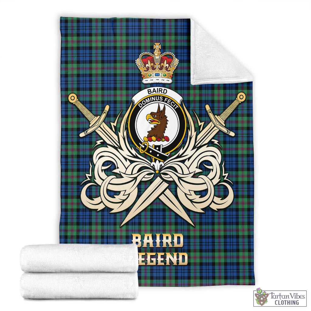 Tartan Vibes Clothing Baird Ancient Tartan Blanket with Clan Crest and the Golden Sword of Courageous Legacy