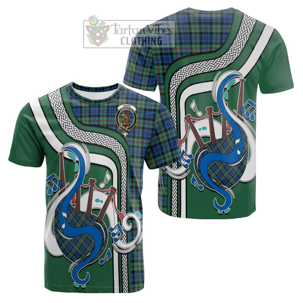 Tartan Vibes Clothing Baird Ancient Tartan Cotton T-shirt with Epic Bagpipe Style