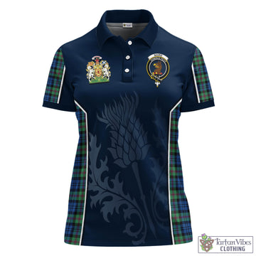 Baird Ancient Tartan Women's Polo Shirt with Family Crest and Scottish Thistle Vibes Sport Style