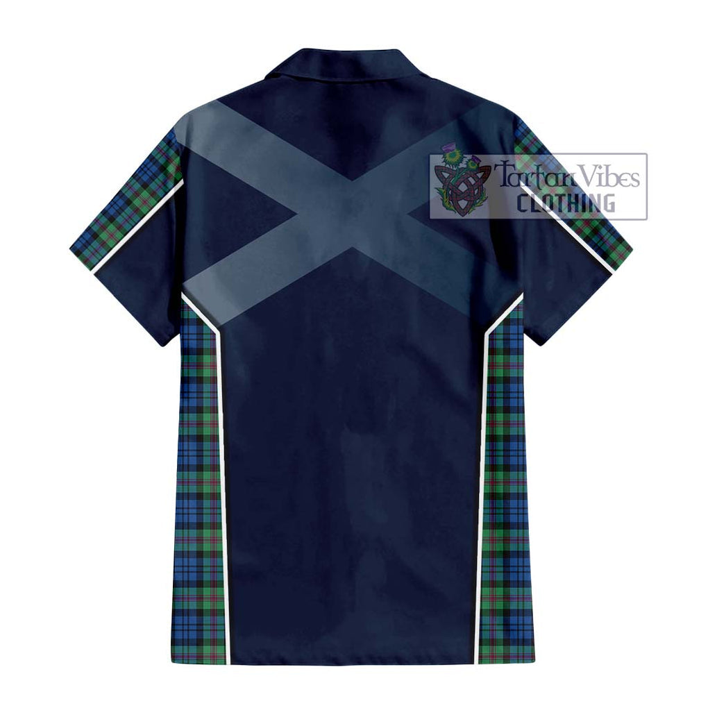 Baird Ancient Tartan Short Sleeve Button Shirt with Family Crest and Lion Rampant Vibes Sport Style - Tartan Vibes Clothing