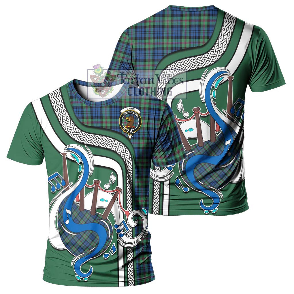 Baird Ancient Tartan T-Shirt with Epic Bagpipe Style - Tartanvibesclothing Shop