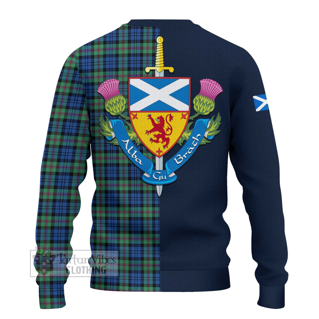 Tartan Vibes Clothing Baird Ancient Tartan Knitted Sweater with Scottish Lion Royal Arm Half Style