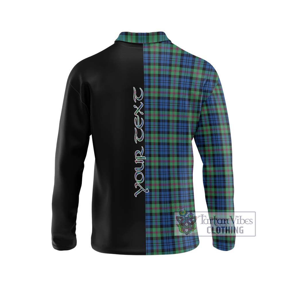 Baird Ancient Tartan Long Sleeve Polo Shirt with Family Crest and Half Of Me Style - Tartanvibesclothing Shop