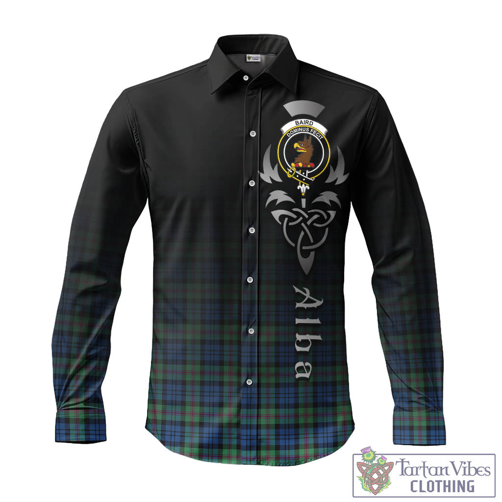 Tartan Vibes Clothing Baird Ancient Tartan Long Sleeve Button Up Featuring Alba Gu Brath Family Crest Celtic Inspired