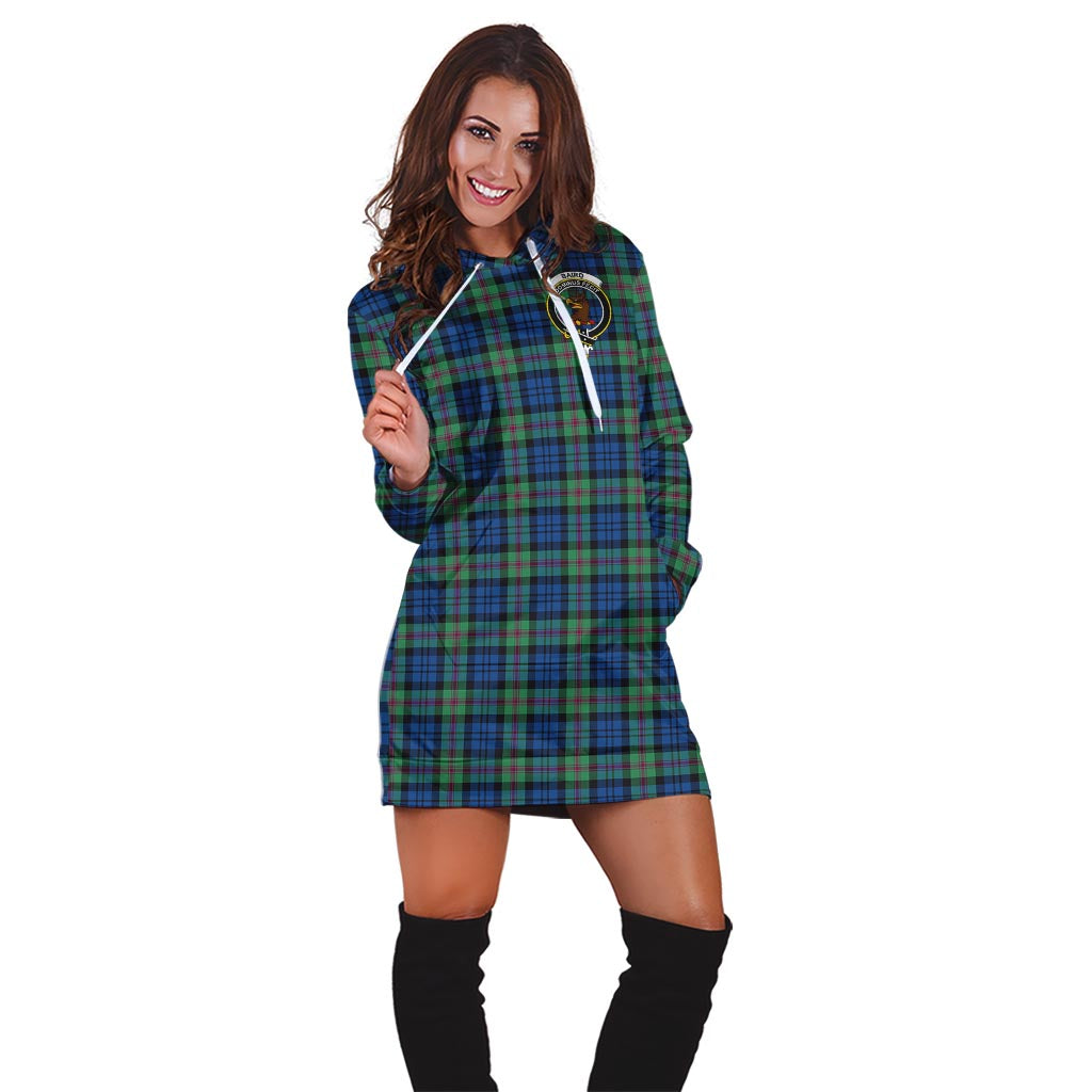 Baird Ancient Tartan Hoodie Dress with Family Crest - Tartan Vibes Clothing