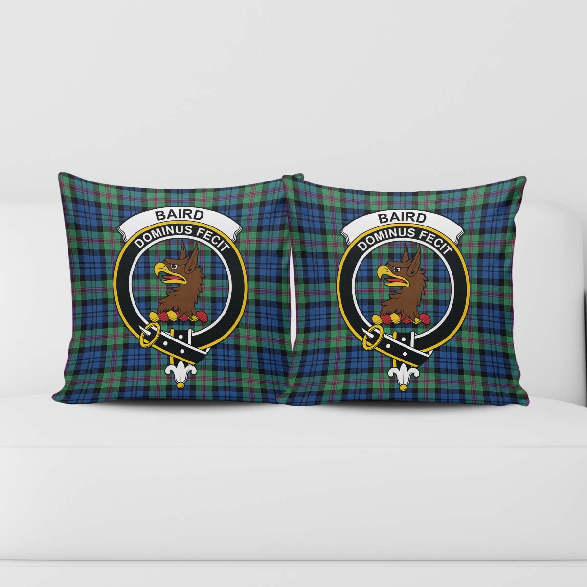 Baird Ancient Tartan Pillow Cover with Family Crest - Tartanvibesclothing