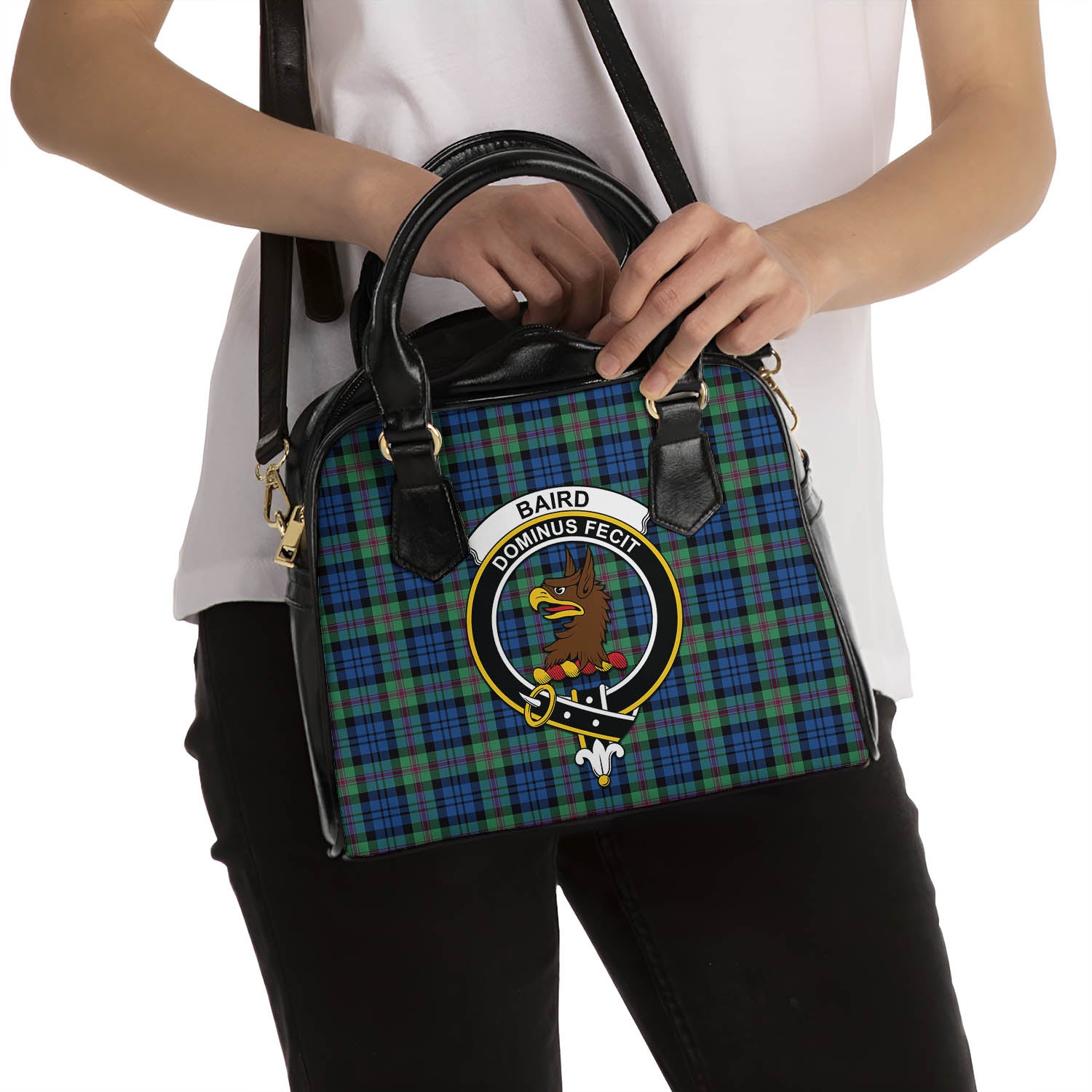 Baird Ancient Tartan Shoulder Handbags with Family Crest - Tartanvibesclothing