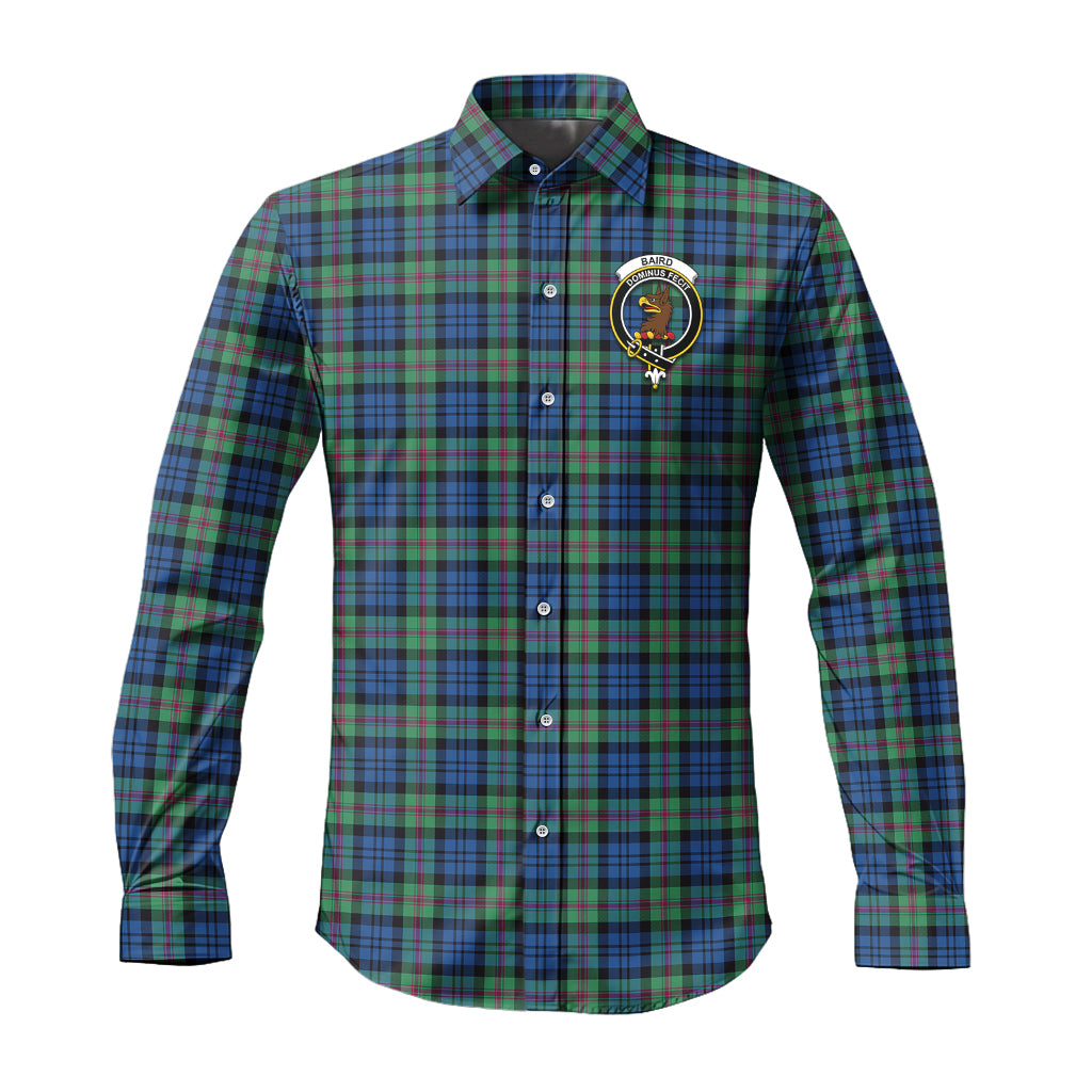 Baird Ancient Tartan Long Sleeve Button Up Shirt with Family Crest - Tartanvibesclothing