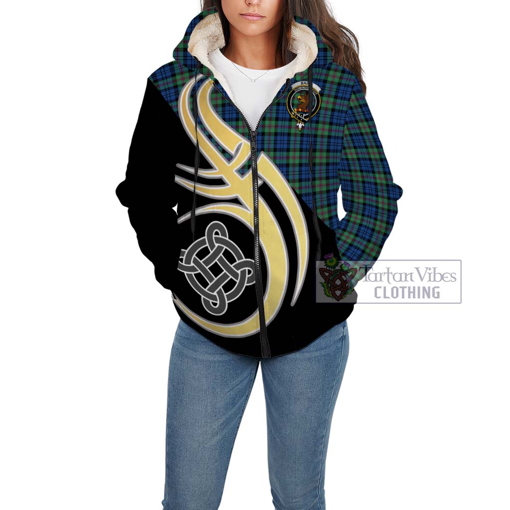 Baird Ancient Tartan Sherpa Hoodie with Family Crest and Celtic Symbol Style Unisex - Tartan Vibes Clothing