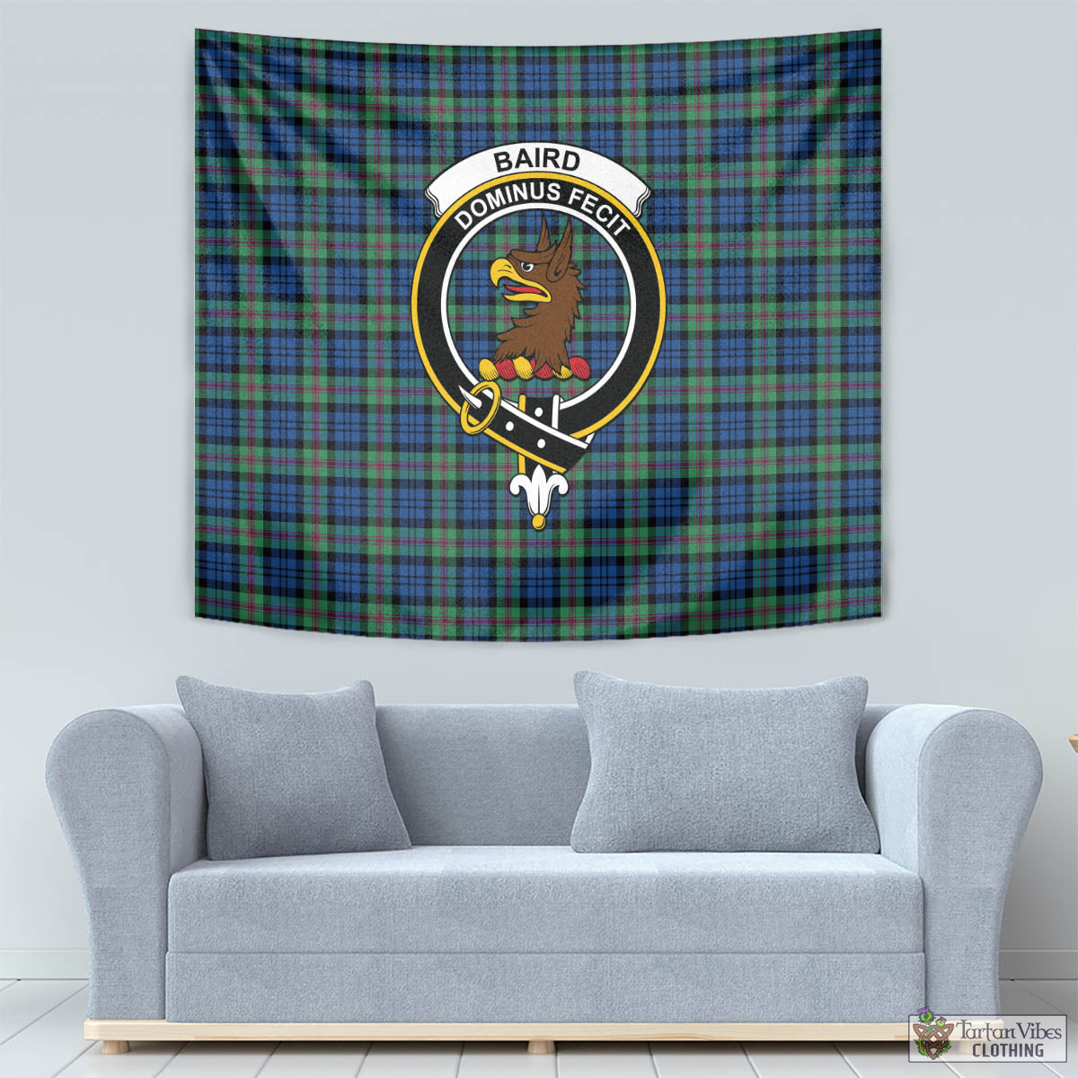 Tartan Vibes Clothing Baird Ancient Tartan Tapestry Wall Hanging and Home Decor for Room with Family Crest