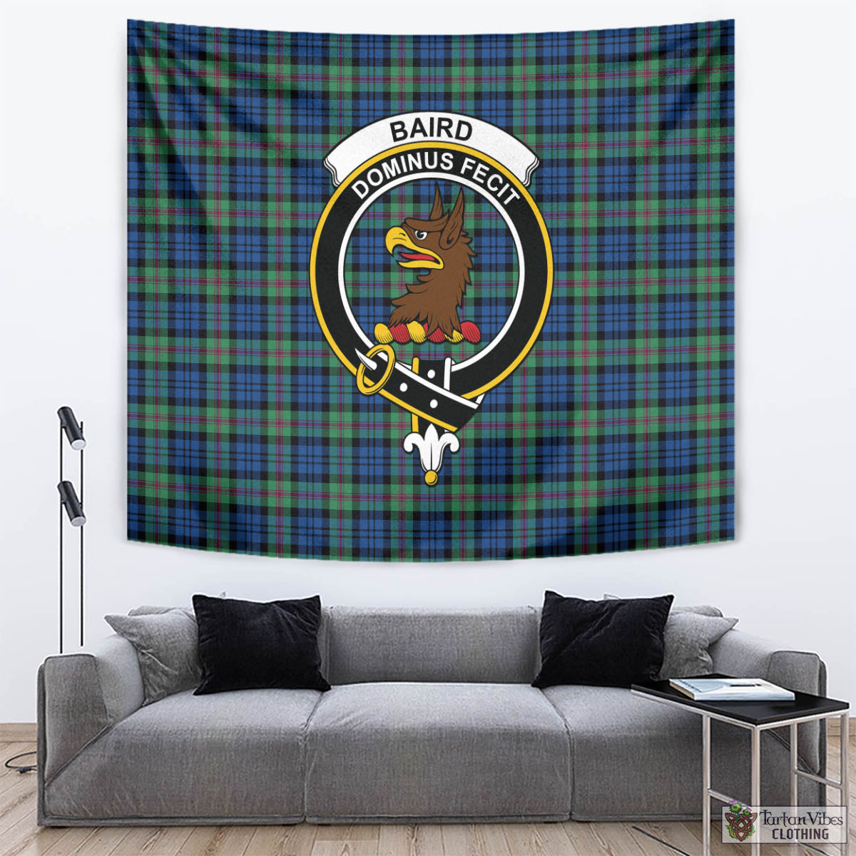 Tartan Vibes Clothing Baird Ancient Tartan Tapestry Wall Hanging and Home Decor for Room with Family Crest