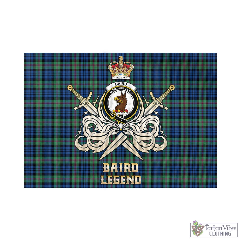 Tartan Vibes Clothing Baird Ancient Tartan Flag with Clan Crest and the Golden Sword of Courageous Legacy