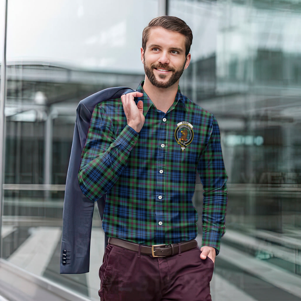 Baird Ancient Tartan Long Sleeve Button Up Shirt with Family Crest - Tartanvibesclothing